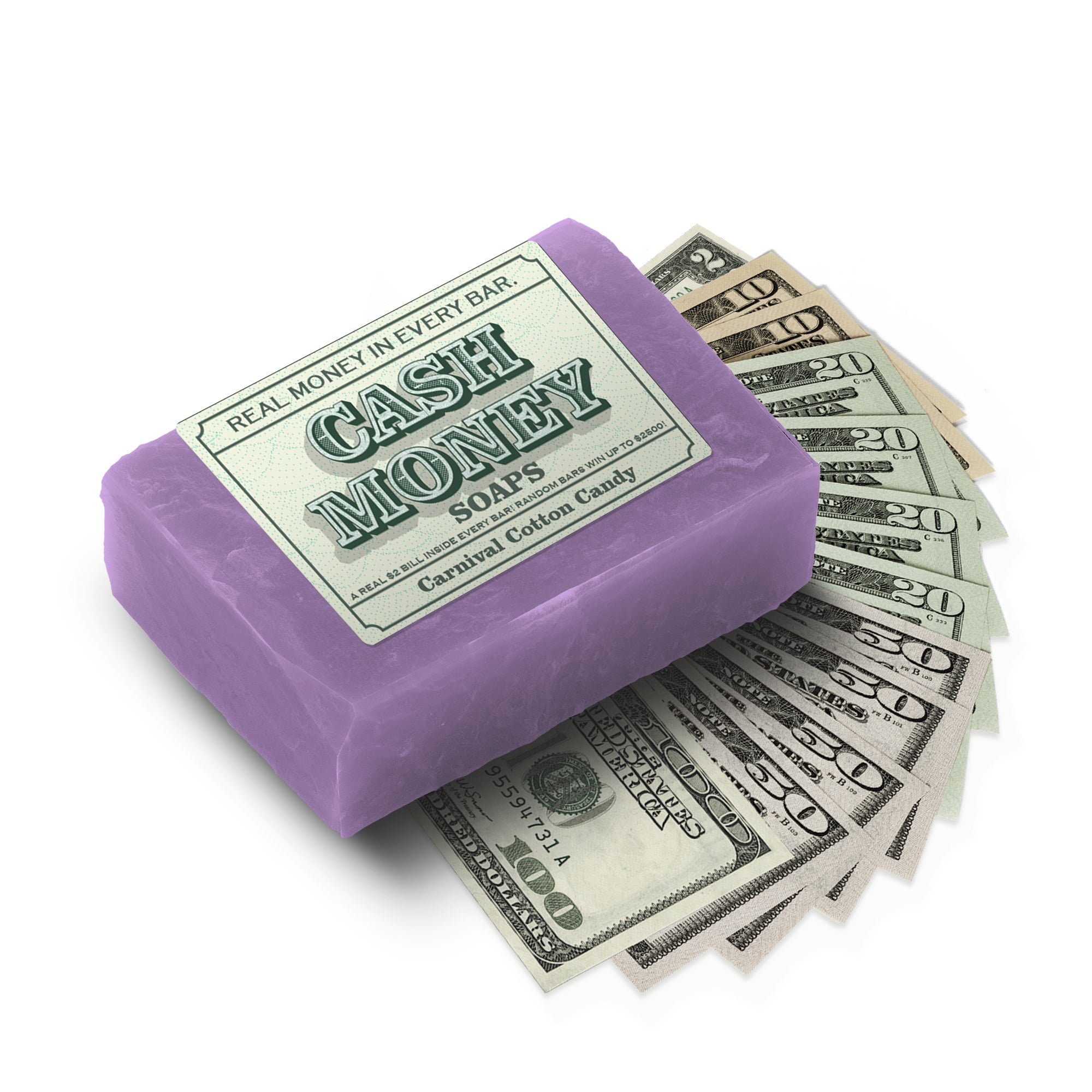 Carnival Cotton Candy Cash Money Goat Milk Soap – Sweet Treat Cash Soap with a Hidden Surprise