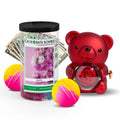 Rose Cash Surprise Bear + Jumbo Cash Bath Bomb 2 Pack – Sweet Pea