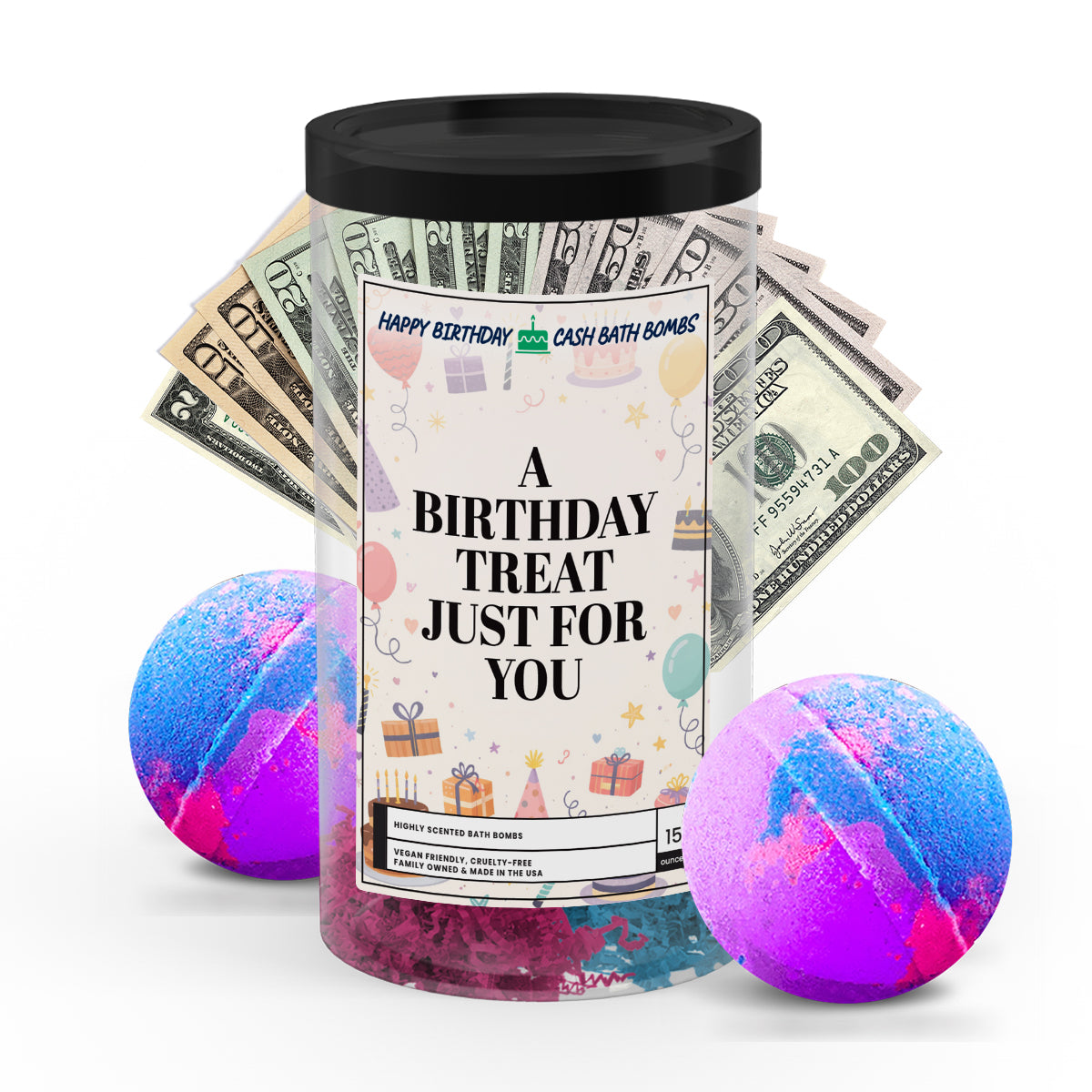 A Birthday Treat Just For You Cash Bath Bomb Tube – A Personalized Birthday Gift They’ll Always Remember