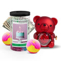 Rose Cash Surprise Bear + Jumbo Cash Bath Bomb 2 Pack – Birthday Cake