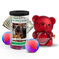 Rose Cash Surprise Bear + Jumbo Cash Bath Bomb 2 Pack – Black Cherries and Wine