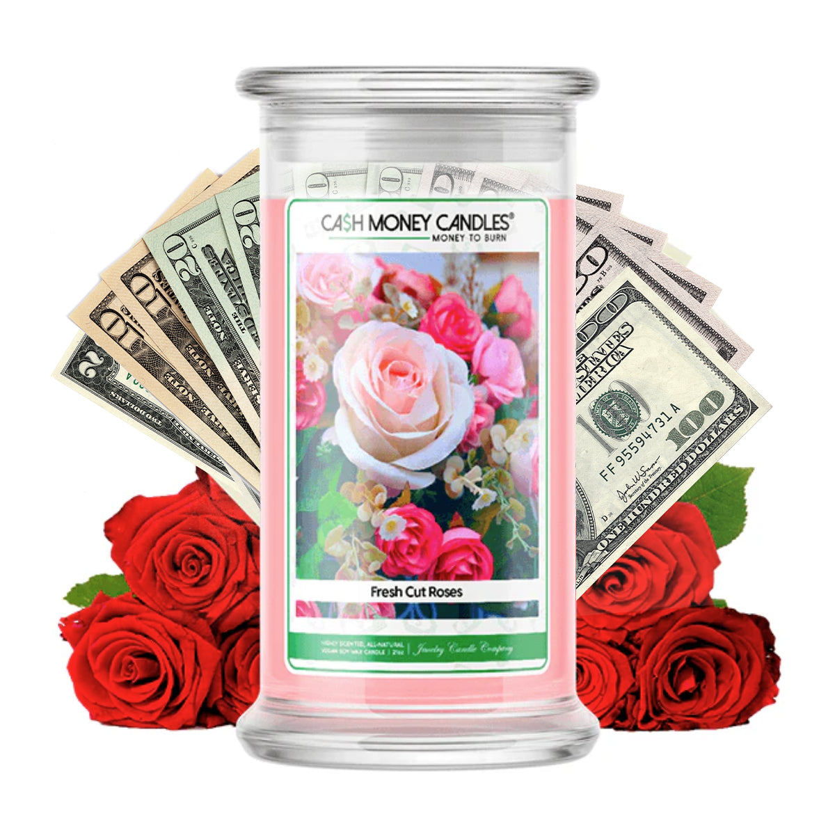 Fresh Cut Roses Cash Candle
