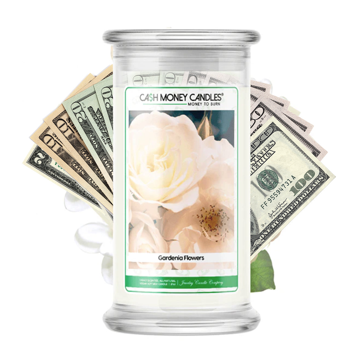 Gardenia Flowers Cash Candle
